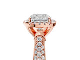 Rose gold Cushion Cut Halo Pave Band Four-Prong Setting Ring_42