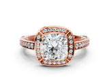 Rose gold Cushion Cut Halo Pave Split Shank Prong Setting Ring_31