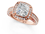 Rose gold Cushion Cut Halo Pave Split Shank Prong Setting Ring_32