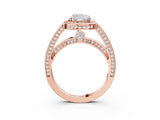 Rose gold Cushion Cut Halo Pave Split Shank Prong Setting Ring_34