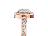 Rose gold Cushion Cut Halo Pave Split Shank Prong Setting Ring_36