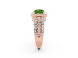 Rose gold Cushion Cut Halo Peridot Ring with Split Shank and Four-Prong Setting_2