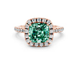 Rose gold Cushion Cut Halo Round Diamond Pavé Band Four-Prong Ring_12