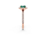 Rose gold Cushion Cut Halo Round Diamond Pavé Band Four-Prong Ring_14