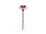 Rose gold Cushion Cut Halo Round Diamond Pavé Band Four-Prong Ring_14
