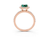 Rose gold Cushion Cut Halo Round Diamond Pavé Band Four-Prong Ring_15
