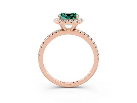 Rose gold Cushion Cut Halo Round Diamond Pavé Band Four-Prong Ring_15