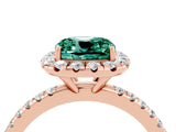 Rose gold Cushion Cut Halo Round Diamond Pavé Band Four-Prong Ring_16