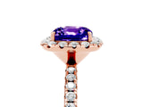 Rose gold Cushion Cut Halo Round Diamond Pavé Band Four-Prong Ring_17