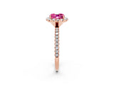 Rose gold Cushion Cut Halo Round Diamond Pavé Band Four-Prong Ring_2