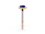 Rose gold Cushion Cut Halo Round Diamond Pavé Band Four-Prong Ring_2
