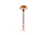 Rose gold Cushion Cut Halo Round Diamond Pavé Band Four-Prong Ring_2