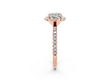 Rose gold Cushion Cut Halo Round Diamond Pavé Band Four-Prong Ring_2