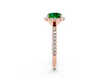Rose gold Cushion Cut Halo Round Diamond Pavé Band Four-Prong Ring_2