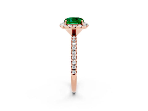 Rose gold Cushion Cut Halo Round Diamond Pavé Band Four-Prong Ring_2