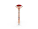 Rose gold Cushion Cut Halo Round Diamond Pavé Band Four-Prong Ring_2