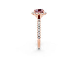 Rose gold Cushion Cut Halo Round Diamond Pavé Band Four-Prong Ring_2