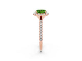 Rose gold Cushion Cut Halo Round Diamond Pavé Band Four-Prong Ring_2