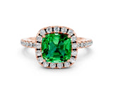 Rose gold Cushion Cut Halo Round Diamond Pavé Band Four-Prong Ring