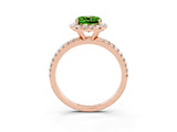 Rose gold Cushion Cut Halo Round Diamond Pavé Band Four-Prong Ring_3