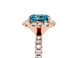 Rose gold Cushion Cut Halo Round Diamond Pavé Band Four-Prong Ring_5