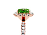 Rose gold Cushion Cut Halo Round Diamond Pavé Band Four-Prong Ring_5