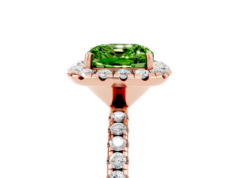 Rose gold Cushion Cut Halo Round Diamond Pavé Band Four-Prong Ring_5