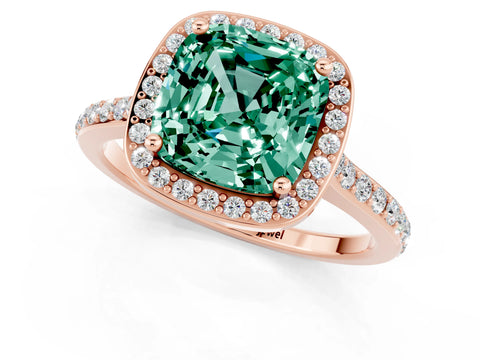Rose gold Cushion Cut Halo Round Diamond Pavé Band with Four-Prong Setting_1