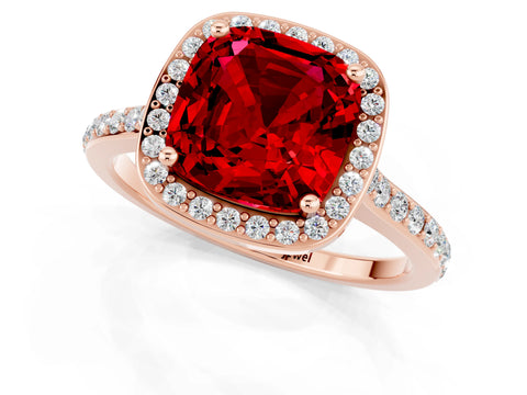 Rose gold Cushion Cut Halo Round Diamond Pavé Band with Four-Prong Setting_1