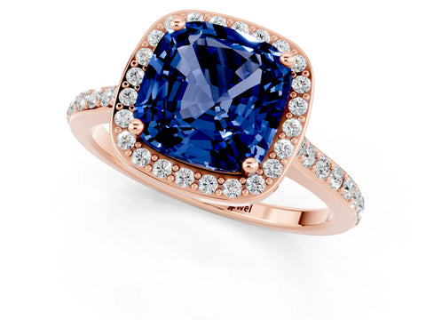 Rose gold Cushion Cut Halo Round Diamond Pavé Band with Four-Prong Setting_1