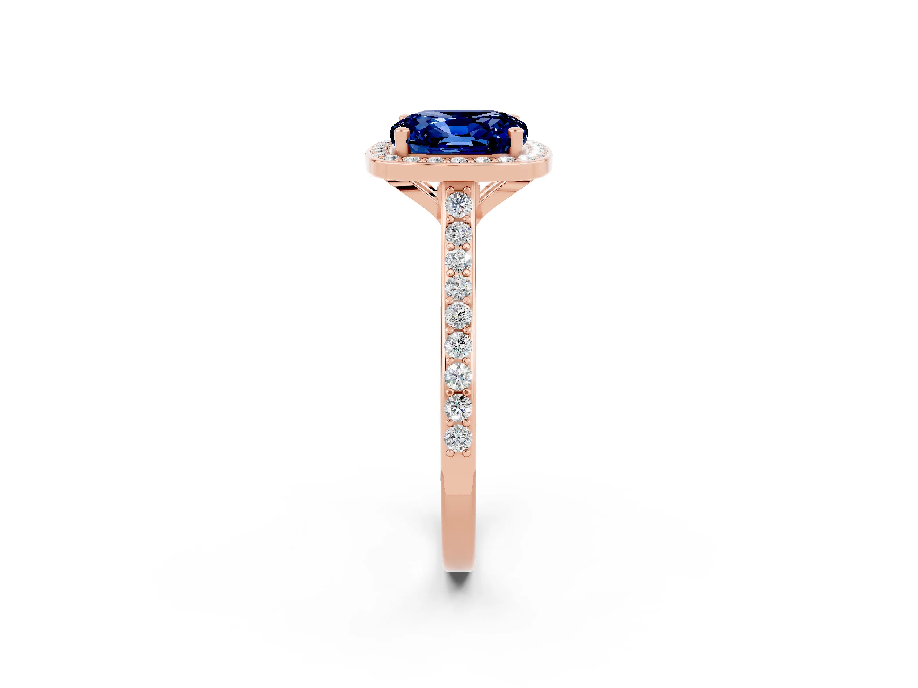Rose gold Cushion Cut Halo Round Diamond Pavé Band with Four-Prong Setting_2