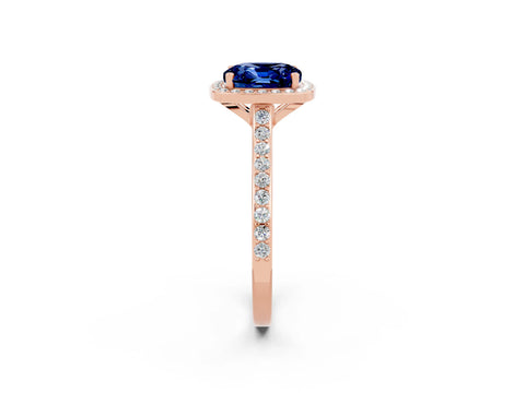 Rose gold Cushion Cut Halo Round Diamond Pavé Band with Four-Prong Setting_2