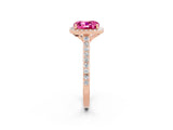 Rose gold Cushion Cut Halo Round Diamond Pavé Band with Four-Prong Setting_2