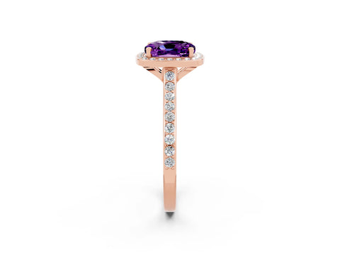 Rose gold Cushion Cut Halo Round Diamond Pavé Band with Four-Prong Setting_2