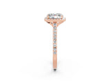 Rose gold Cushion Cut Halo Round Diamond Pavé Band with Four-Prong Setting_2
