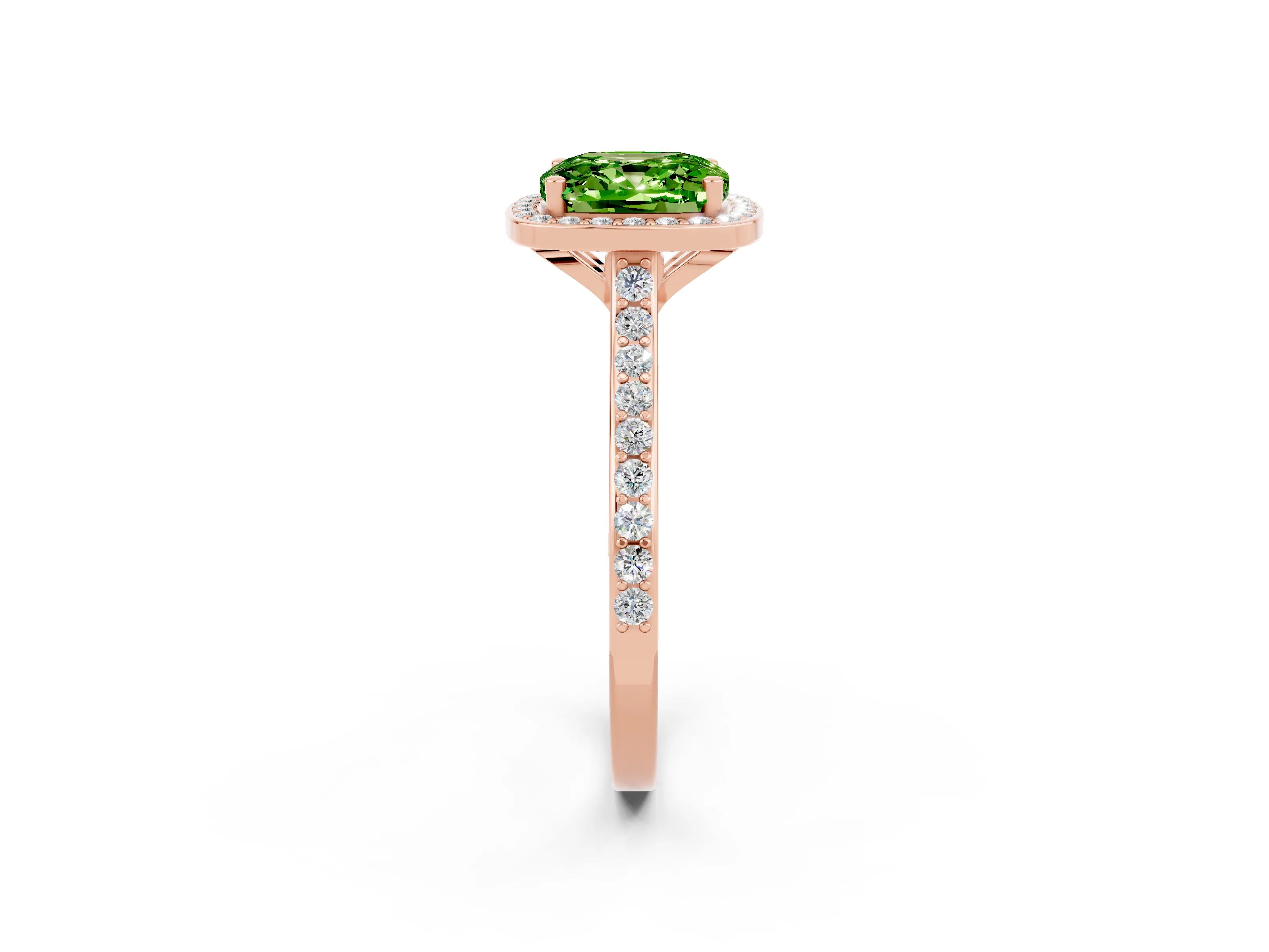 Rose gold Cushion Cut Halo Round Diamond Pavé Band with Four-Prong Setting_2