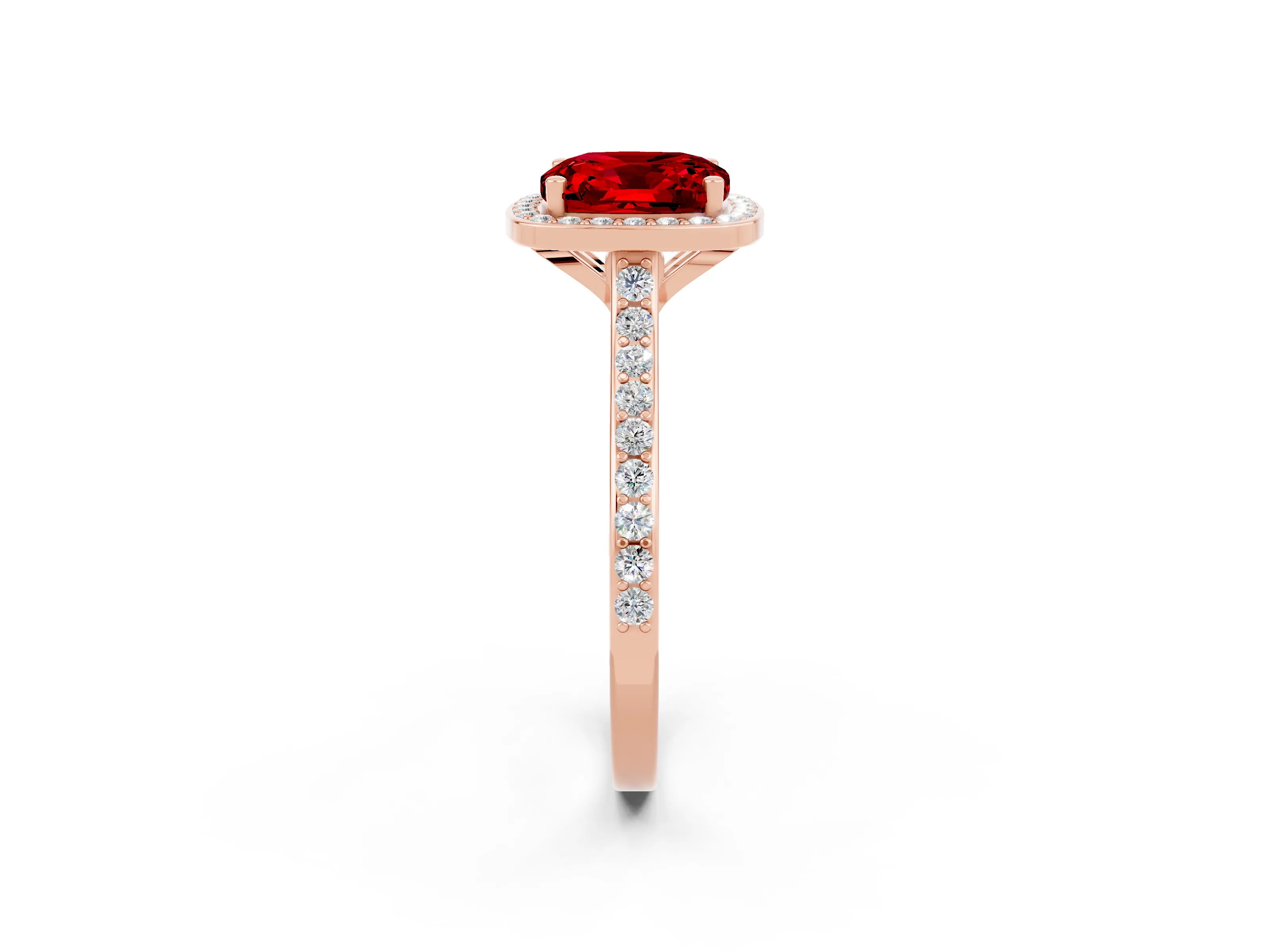 Rose gold Cushion Cut Halo Round Diamond Pavé Band with Four-Prong Setting_2