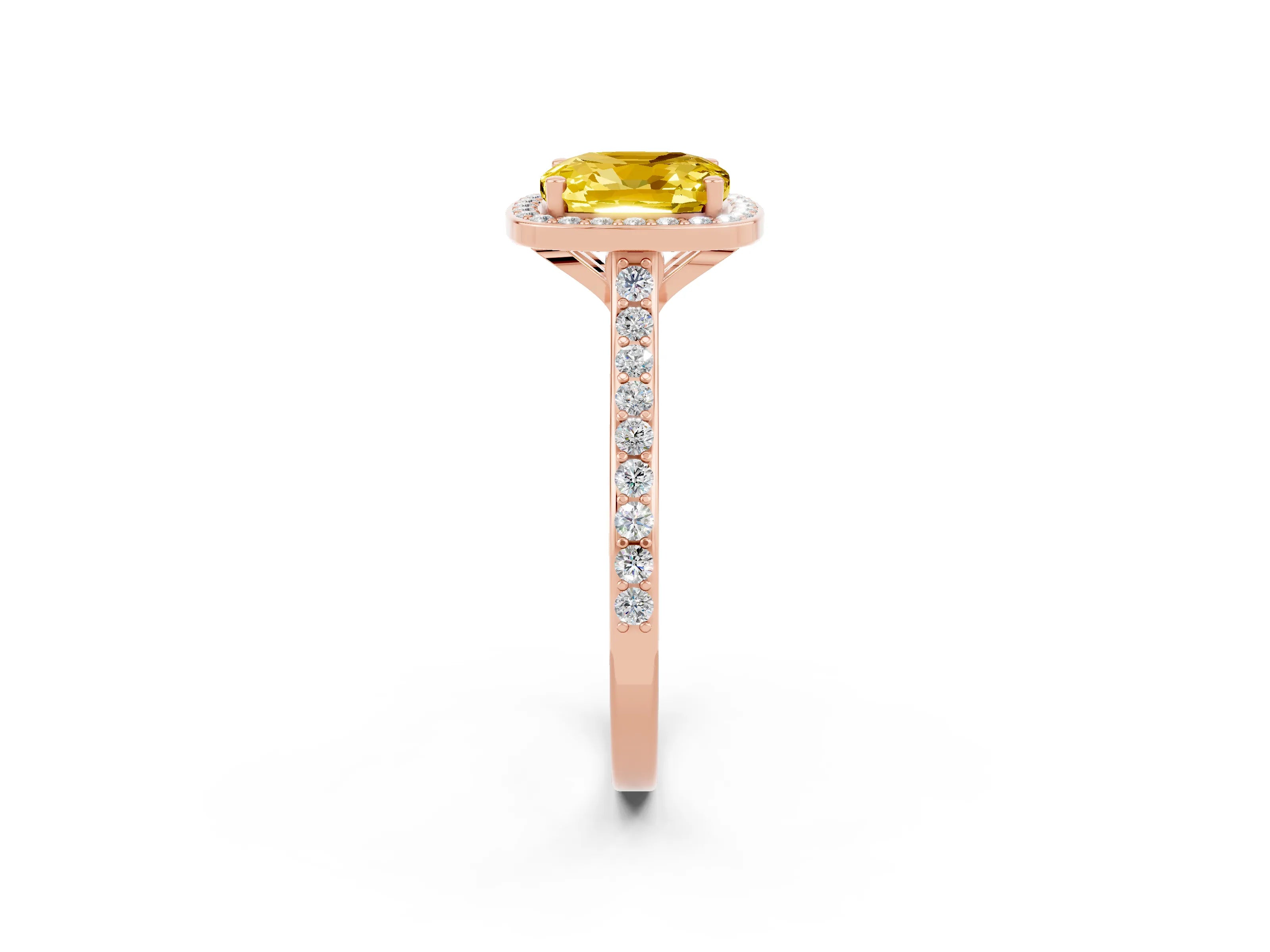 Rose gold Cushion Cut Halo Round Diamond Pavé Band with Four-Prong Setting_2