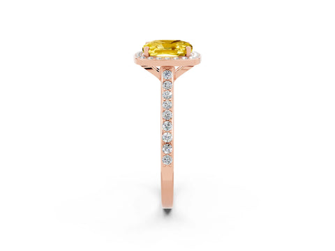 Rose gold Cushion Cut Halo Round Diamond Pavé Band with Four-Prong Setting_2