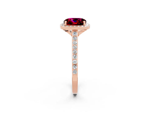 Rose gold Cushion Cut Halo Round Diamond Pavé Band with Four-Prong Setting_2