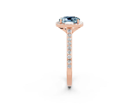 Rose gold Cushion Cut Halo Round Diamond Pavé Band with Four-Prong Setting_2