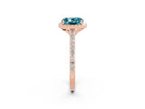 Rose gold Cushion Cut Halo Round Diamond Pavé Band with Four-Prong Setting_2