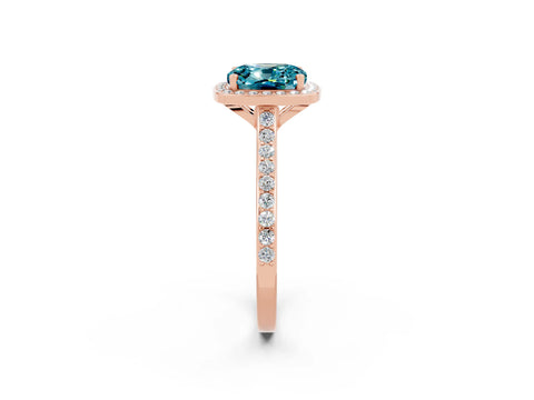 Rose gold Cushion Cut Halo Round Diamond Pavé Band with Four-Prong Setting_2