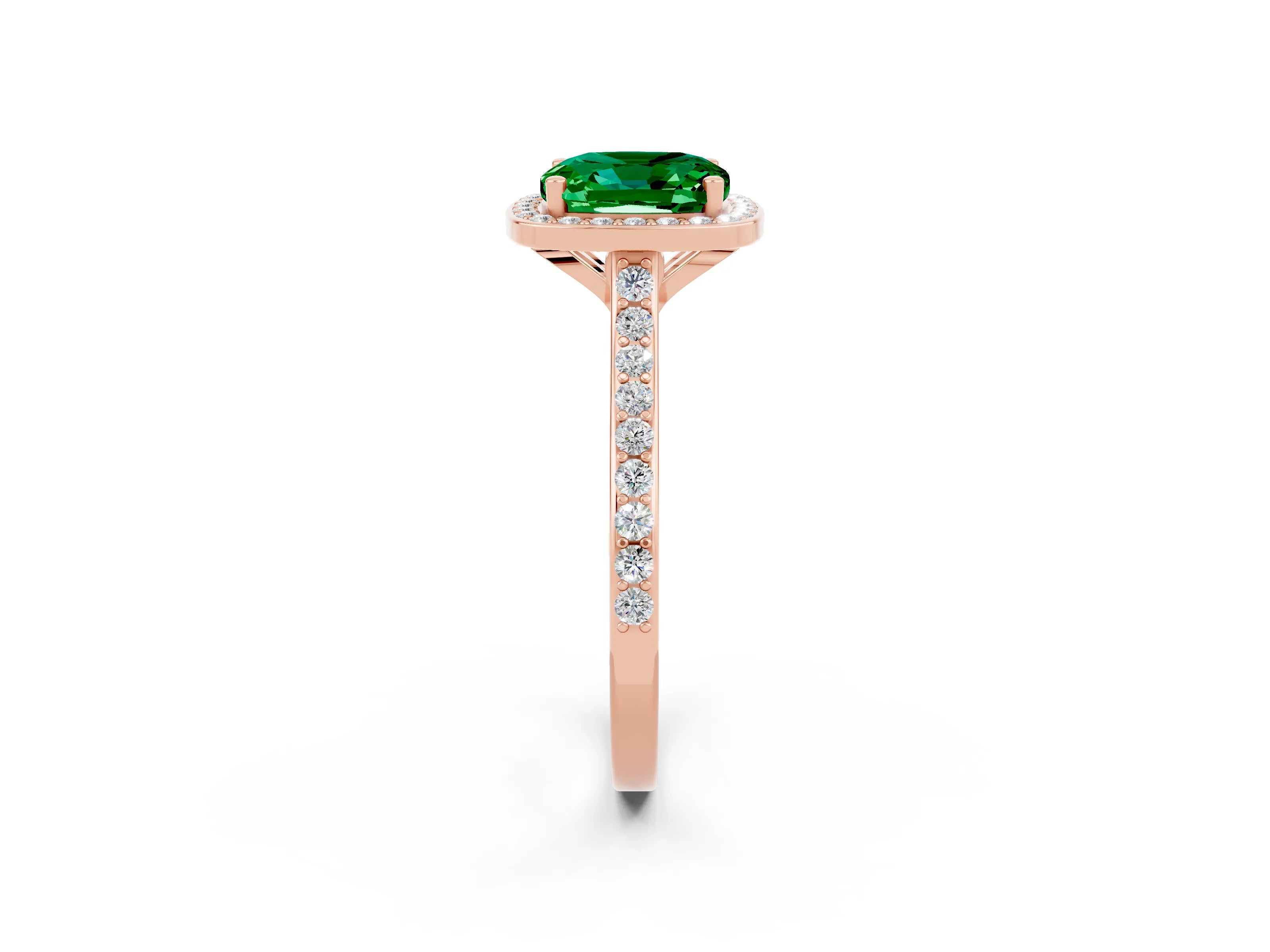 Rose gold Cushion Cut Halo Round Diamond Pavé Band with Four-Prong Setting_2
