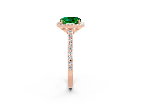 Rose gold Cushion Cut Halo Round Diamond Pavé Band with Four-Prong Setting_2