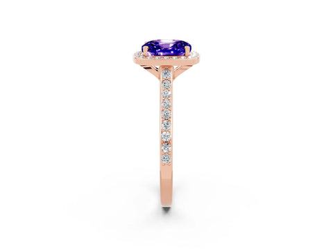 Rose gold Cushion Cut Halo Round Diamond Pavé Band with Four-Prong Setting_2