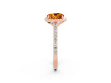 Rose gold Cushion Cut Halo Round Diamond Pavé Band with Four-Prong Setting_2