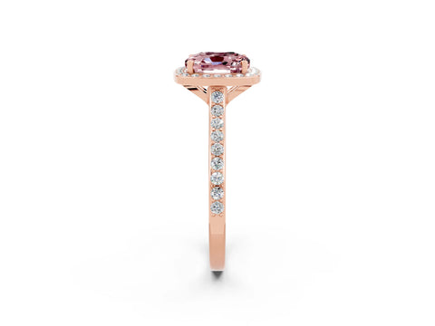 Rose gold Cushion Cut Halo Round Diamond Pavé Band with Four-Prong Setting_2