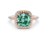 Rose gold Cushion Cut Halo Round Diamond Pavé Band with Four-Prong Setting