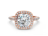Rose gold Cushion Cut Halo Round Diamond Pavé Band with Four-Prong Setting_3